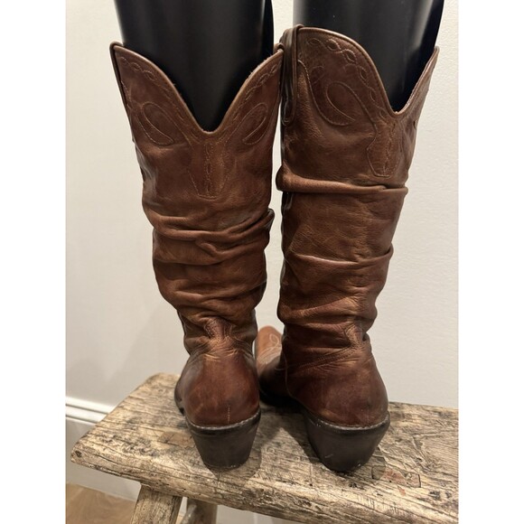 Steve Madden Brown Soft Saddle Leather Slouch Cowboy Boots Y2K Vintage Women’s 8 - Picture 9 of 15